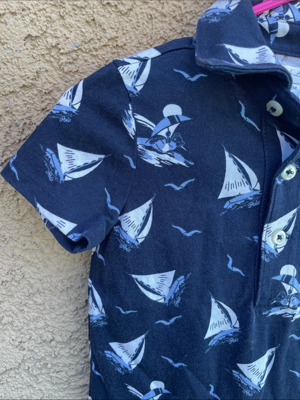 Ralph Lauren Navy and White Sailboat Polo Romper Shorts Jon Jon